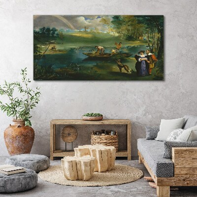Foto auf leinwand Eine Szene am Wasser mit Fischern
