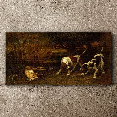 Foto leinwand Hunde im Wald