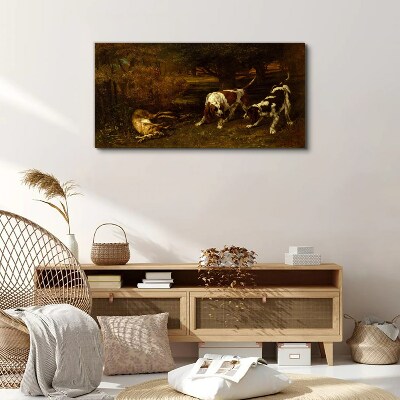 Foto leinwand Hunde im Wald