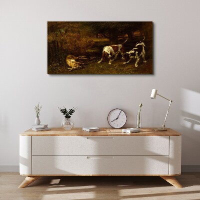 Foto leinwand Hunde im Wald