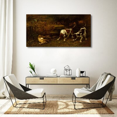 Foto leinwand Hunde im Wald