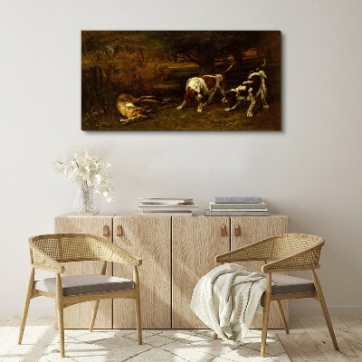 Foto leinwand Hunde im Wald