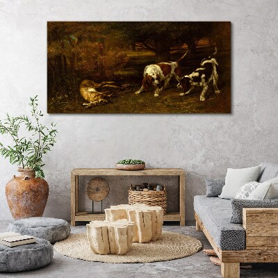Foto leinwand Hunde im Wald