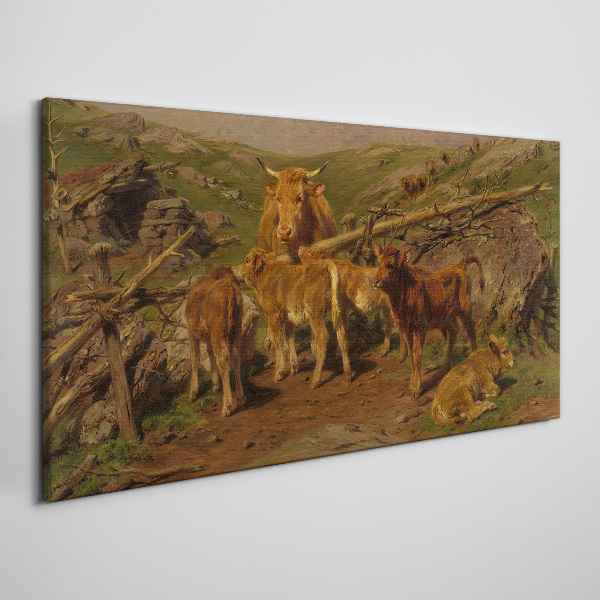 Bild auf leinwand Idyllische Landschaft mit Vieh