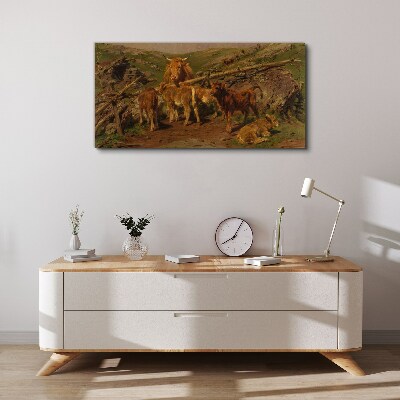 Bild auf leinwand Landschaftstiere Kühe