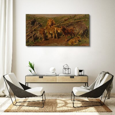 Bild auf leinwand Idyllische Landschaft mit Vieh