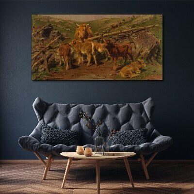 Bild auf leinwand Landschaftstiere Kühe