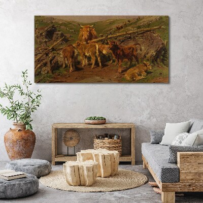 Bild auf leinwand Landschaftstiere Kühe