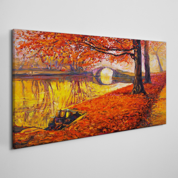 Foto auf leinwand Goldener Herbst am Fluss