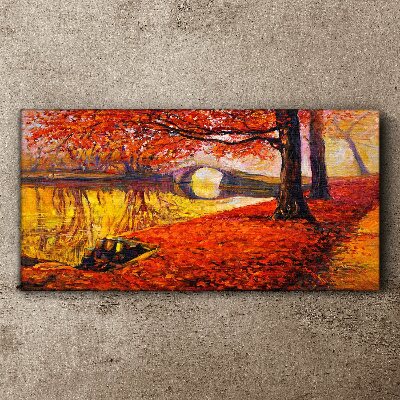 Foto auf leinwand Goldener Herbst am Fluss