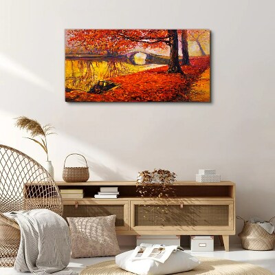Foto auf leinwand Goldener Herbst am Fluss