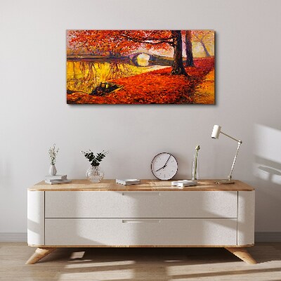 Foto auf leinwand Goldener Herbst am Fluss