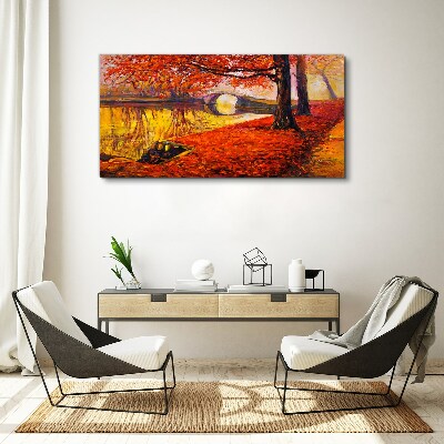 Foto auf leinwand Goldener Herbst am Fluss