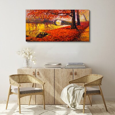 Foto auf leinwand Goldener Herbst am Fluss