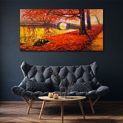 Foto auf leinwand Goldener Herbst am Fluss