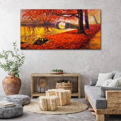 Foto auf leinwand Goldener Herbst am Fluss