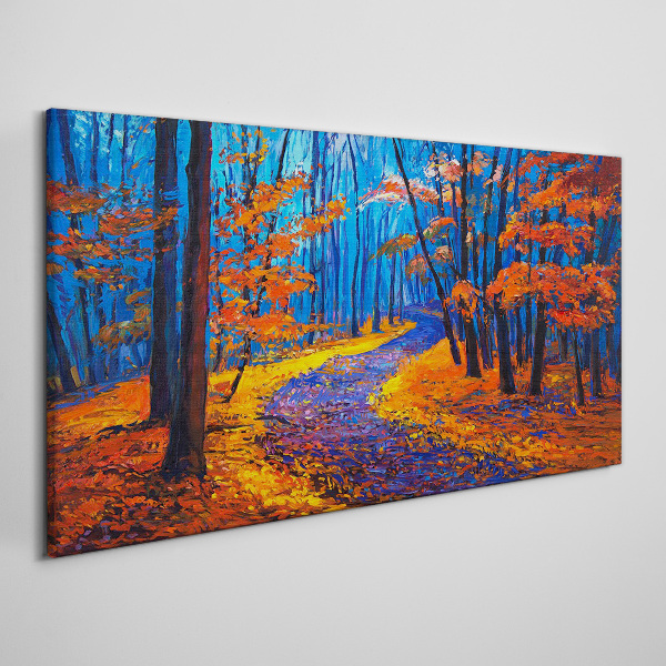 Foto auf leinwand Herbstallee in den Farben des Sonnenuntergangs