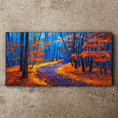 Foto auf leinwand Herbstallee in den Farben des Sonnenuntergangs