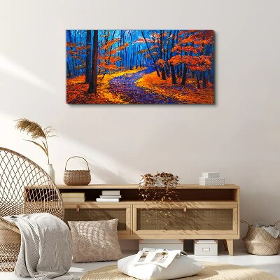 Foto auf leinwand Herbstallee in den Farben des Sonnenuntergangs