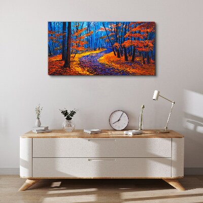 Foto auf leinwand Herbstallee in den Farben des Sonnenuntergangs