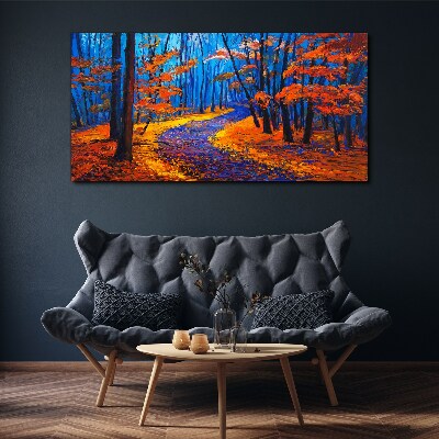 Foto auf leinwand Herbstallee in den Farben des Sonnenuntergangs