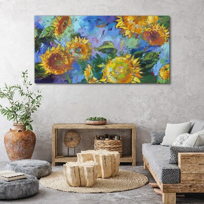 Wandbild Sonnenblumen in einer farbenfrohen Komposition