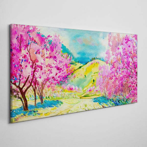 Foto auf leinwand Frühlingslandschaft in Rosatönen