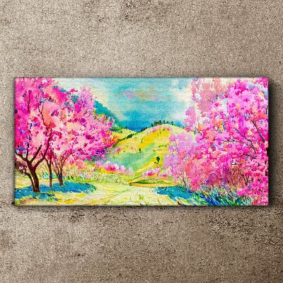 Foto auf leinwand Frühlingslandschaft in Rosatönen