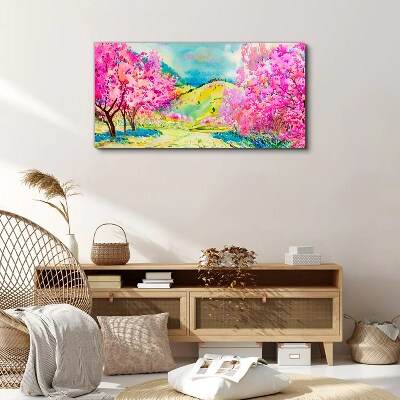 Foto auf leinwand Frühlingslandschaft in Rosatönen