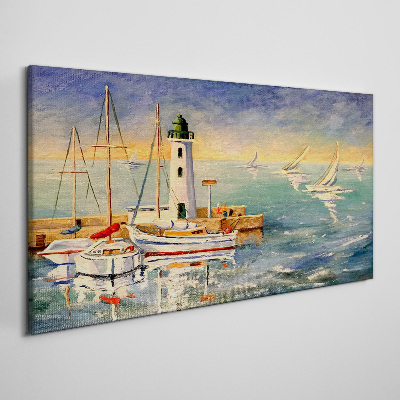 Foto auf leinwand Seelandschaft mit Leuchtturm