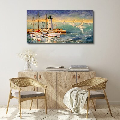 Foto auf leinwand Seelandschaft mit Leuchtturm