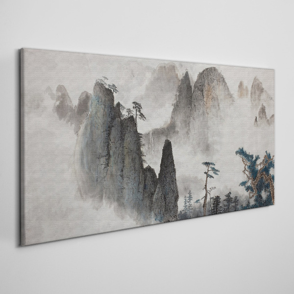 Foto leinwand Berglandschaft in Nebellandschaft