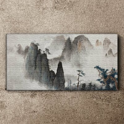 Foto leinwand Berglandschaft in Nebellandschaft
