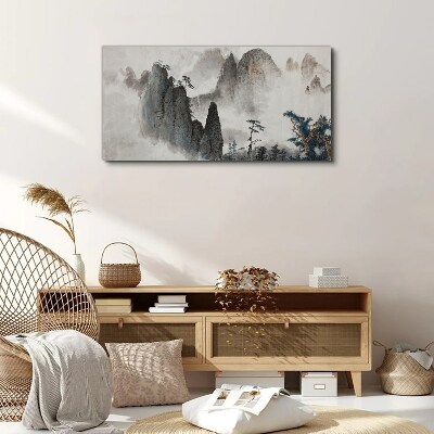 Foto leinwand Berglandschaft in Nebellandschaft
