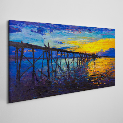 Foto auf leinwand Sonnenuntergang über dem Pier