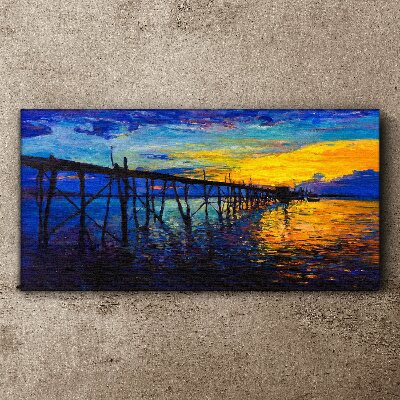 Foto auf leinwand Sonnenuntergang über dem Pier