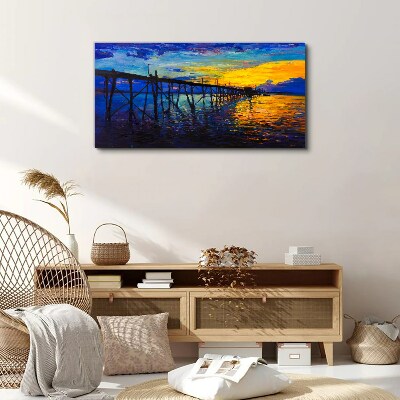 Foto auf leinwand Sonnenuntergang über dem Pier