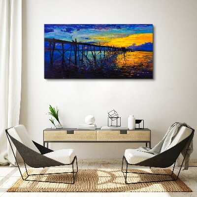 Foto auf leinwand Sonnenuntergang über dem Pier