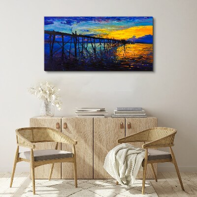 Foto auf leinwand Sonnenuntergang über dem Pier