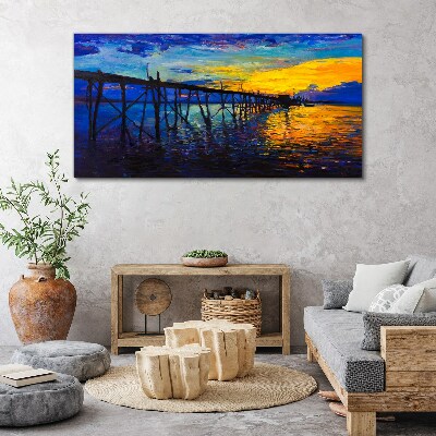 Foto auf leinwand Sonnenuntergang über dem Pier