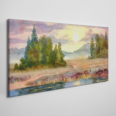 Foto auf leinwand Ein ruhiger Morgen am See