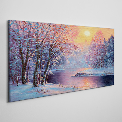 Foto auf leinwand Winterlandschaft bei Sonnenaufgang