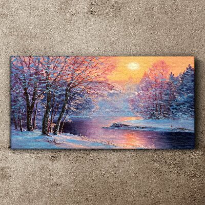 Foto auf leinwand Winterlandschaft bei Sonnenaufgang