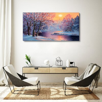 Foto auf leinwand Winterlandschaft bei Sonnenaufgang