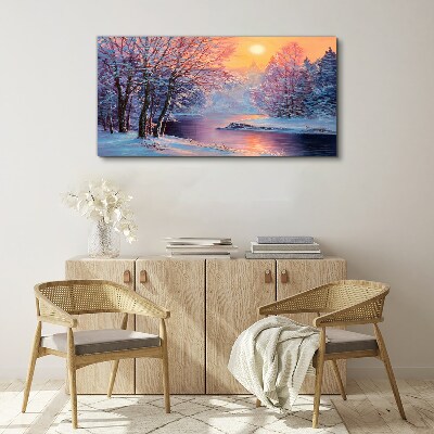 Foto auf leinwand Winterlandschaft bei Sonnenaufgang