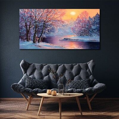 Foto auf leinwand Winterlandschaft bei Sonnenaufgang