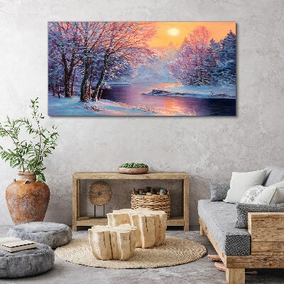 Foto auf leinwand Winterlandschaft bei Sonnenaufgang