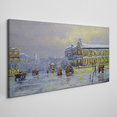 Foto auf leinwand Winterabend in der Stadt