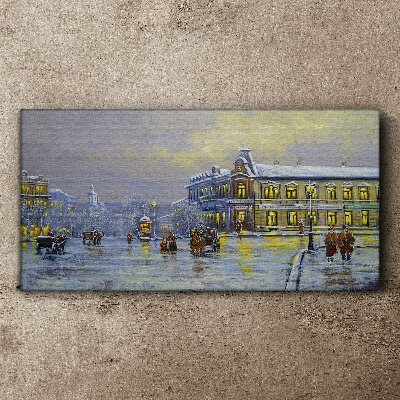 Foto auf leinwand Winterabend in der Stadt