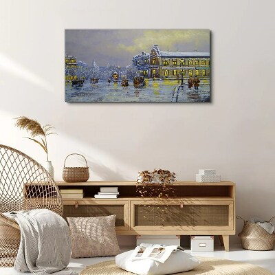 Foto auf leinwand Winterabend in der Stadt